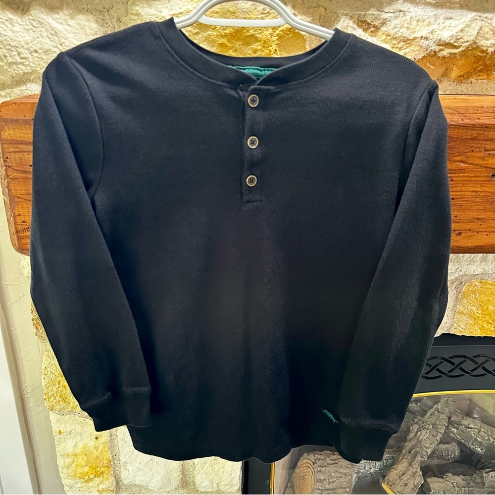 Tommy Bahama Black Thermal Long Sleeve Henley Boy’s Size Large (10-12)